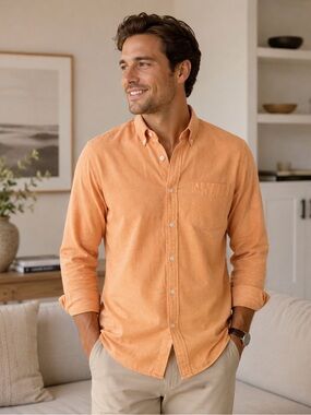 J. Crew Men's Casual Orange Button-Down Shirt. Slim fit!